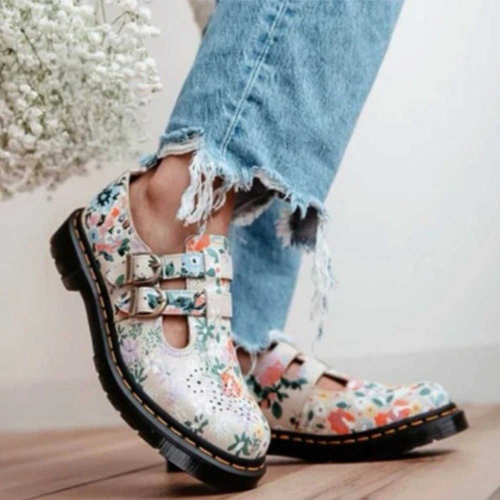 Dr. Martens 8065 Floral Mash Up Women’s Mary Jane Flats Beige US 7 EU 38