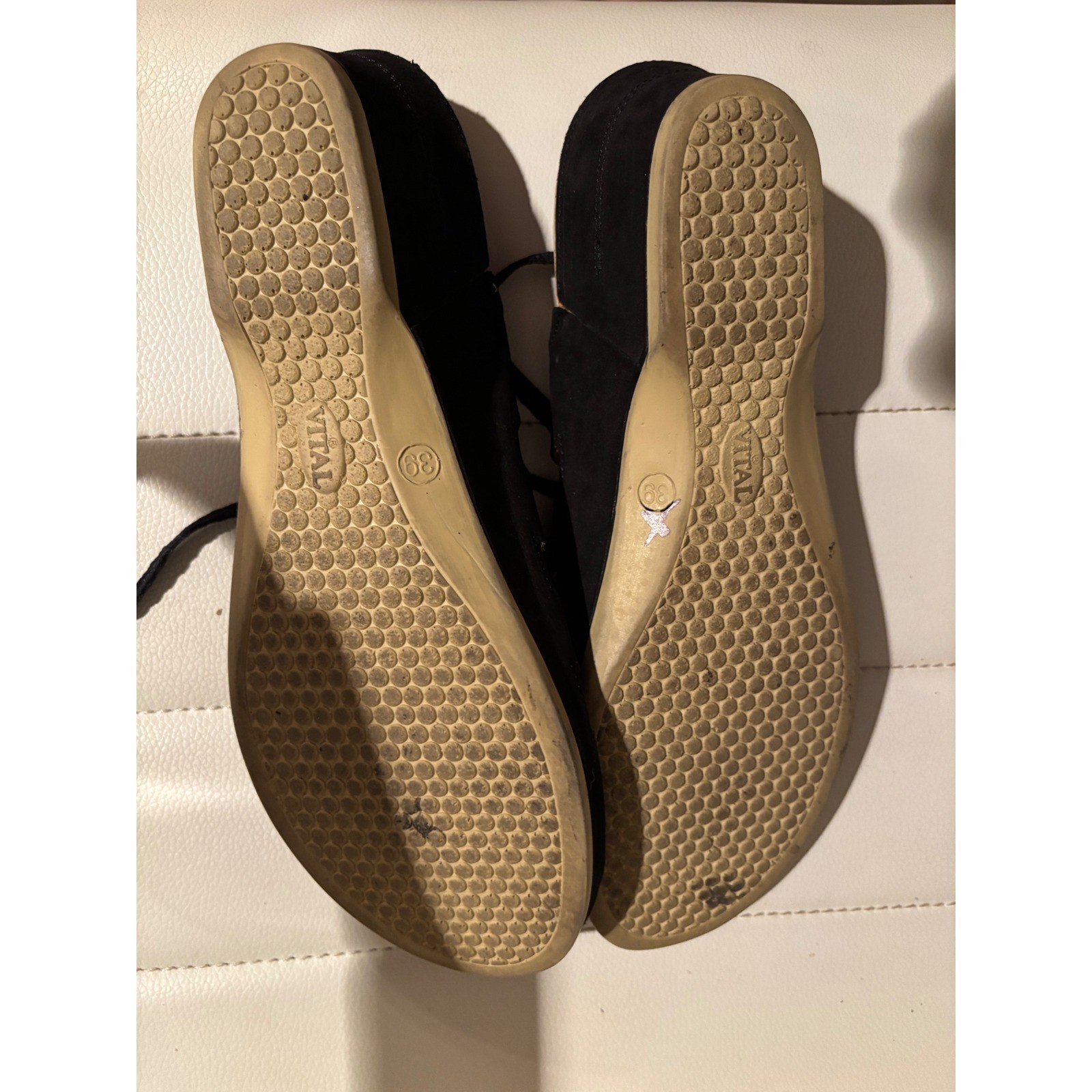 VITAL Black Suede Lace Up Wedge Sandals Women’s Size 38 US 7.5 Made in Austria
