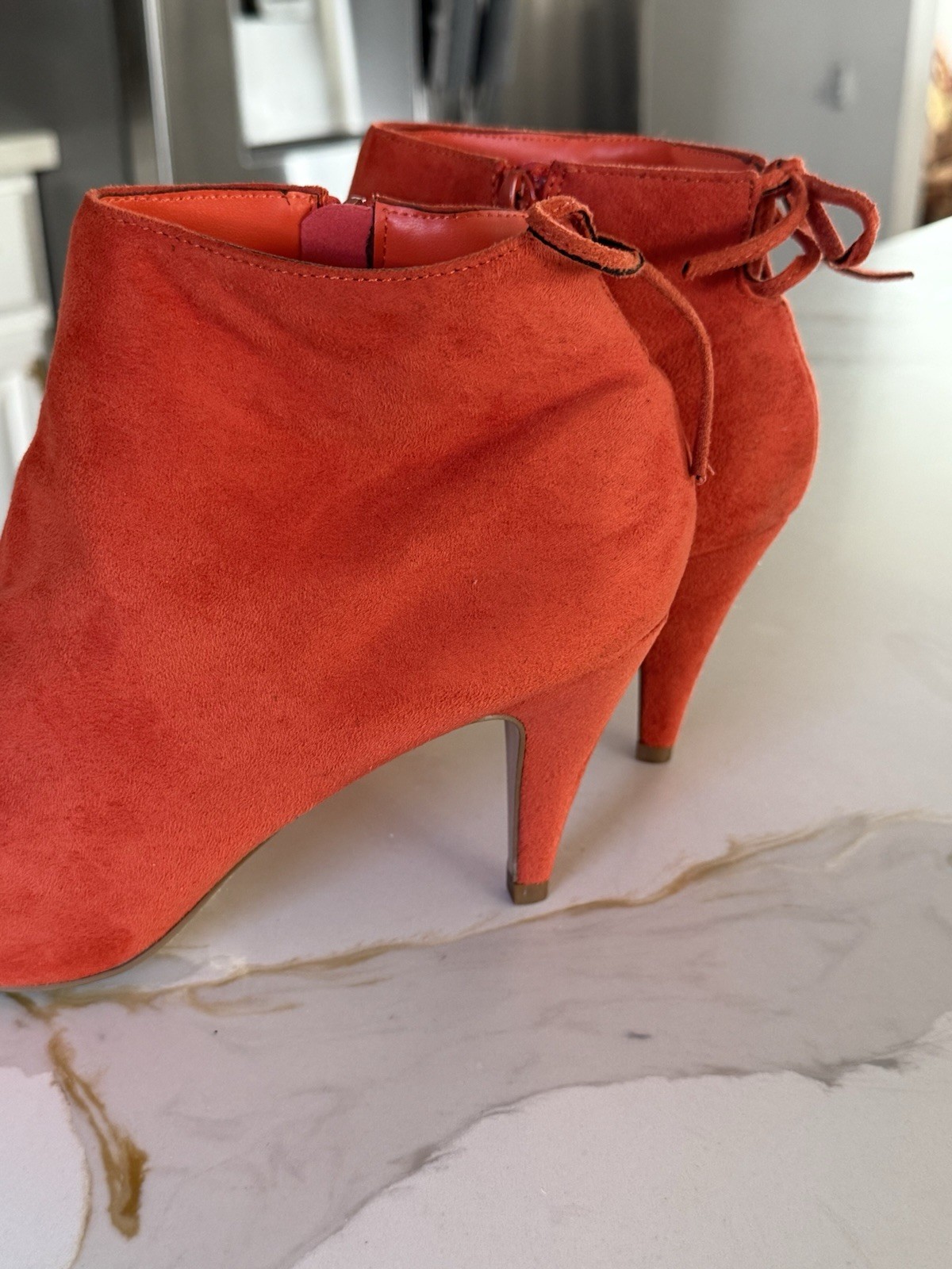 Burnt Orange Booties, Preowed-excellent Condition, Size 11.