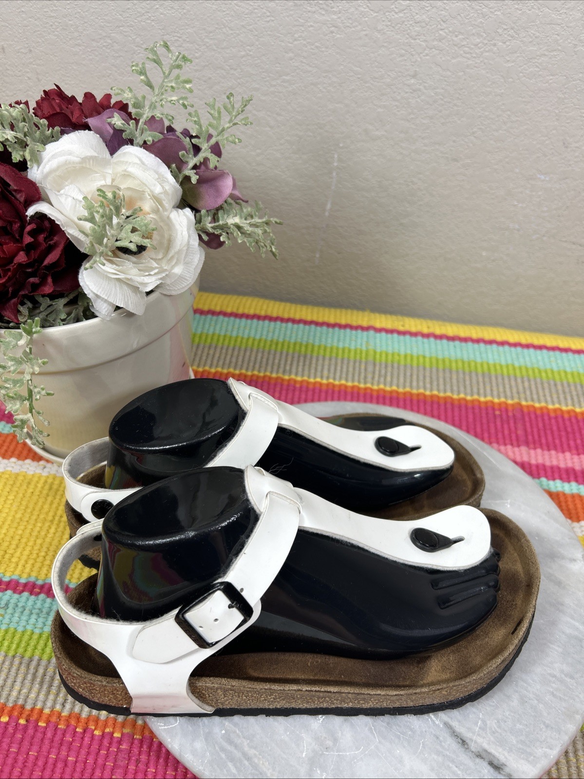 Birkenstock Gizeh White Kairo Thong T Straps Sandals Women’s Size EU 39 US 8/8.5