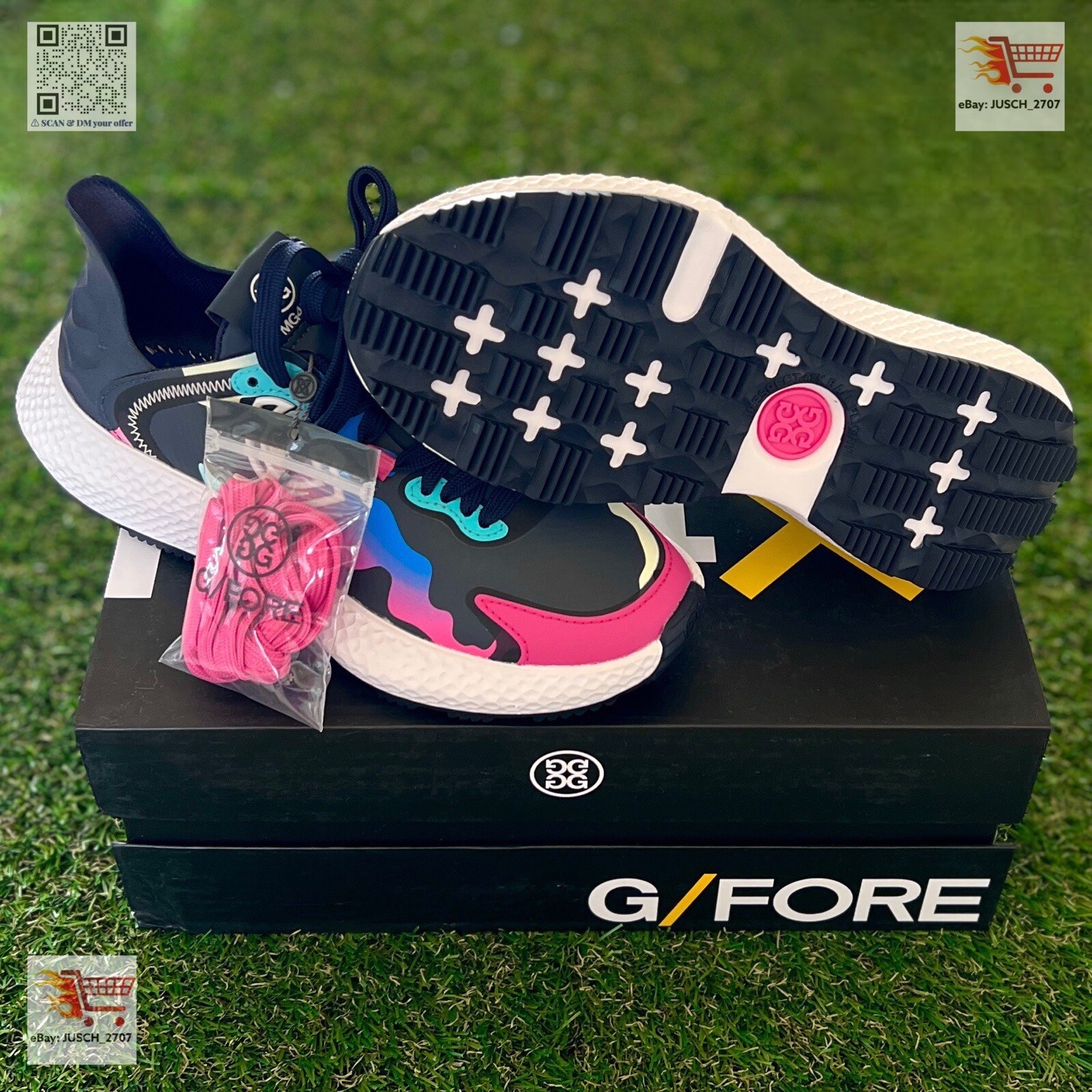 G/Fore GFORE MG4x2 Golf Rainbow Shoe Sneakers ⛳️ LADIES 7.5 ⛳️ Black Pink Camo