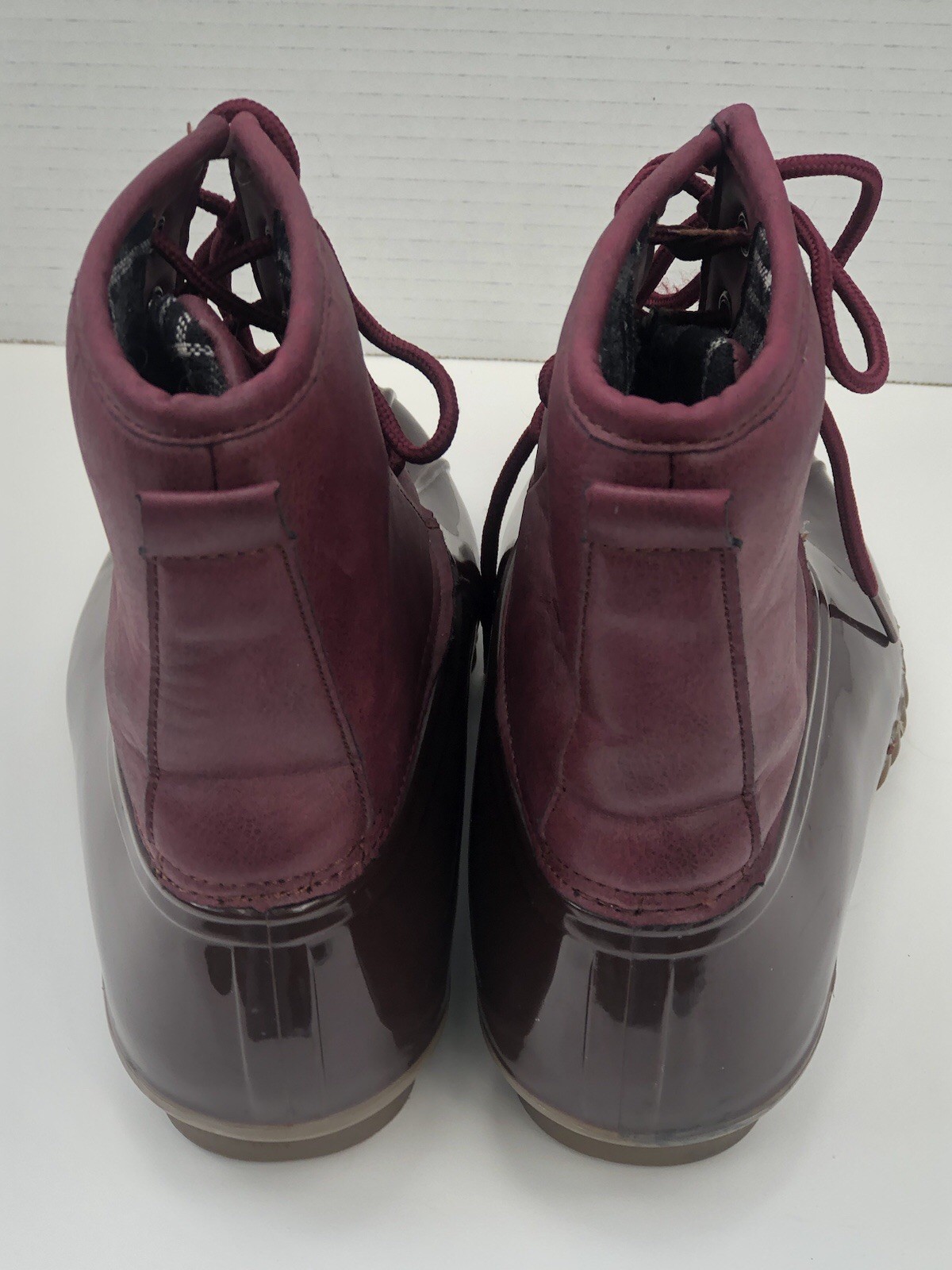 Charles Albert Women’s Vegan Leather Burgundy/Brown Weatherproof Boots Size 7