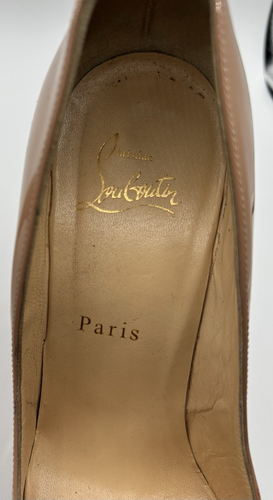 Christian Louboutin Pigalle Follies 100 Heels Pumps Nude Patent Leather 38, 8