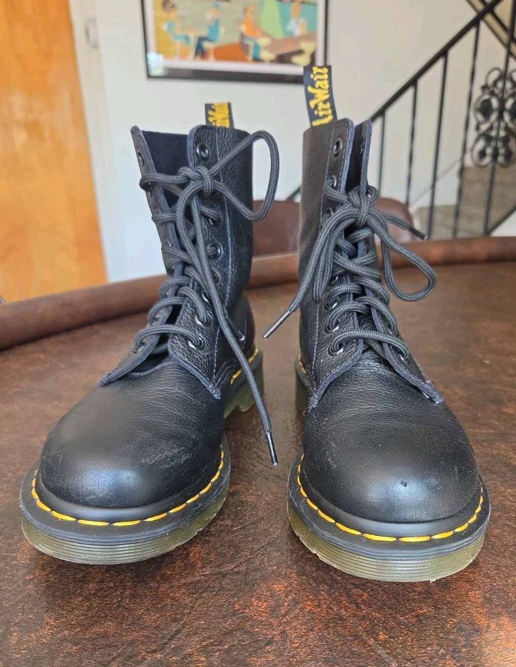 Dr. Martens Pascal 1460 Virginia Leather Boots for Women, Size US 6 – Black