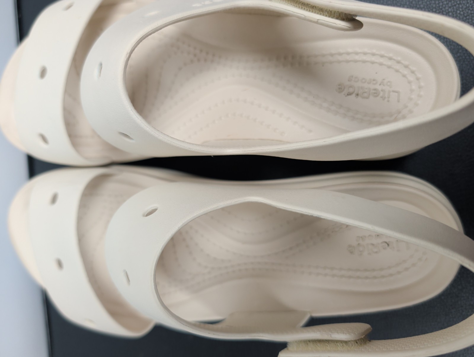 Crocs Womens Sz 8 Brooklyn Low Wedge Platform Sandals Literide Slingback Bone