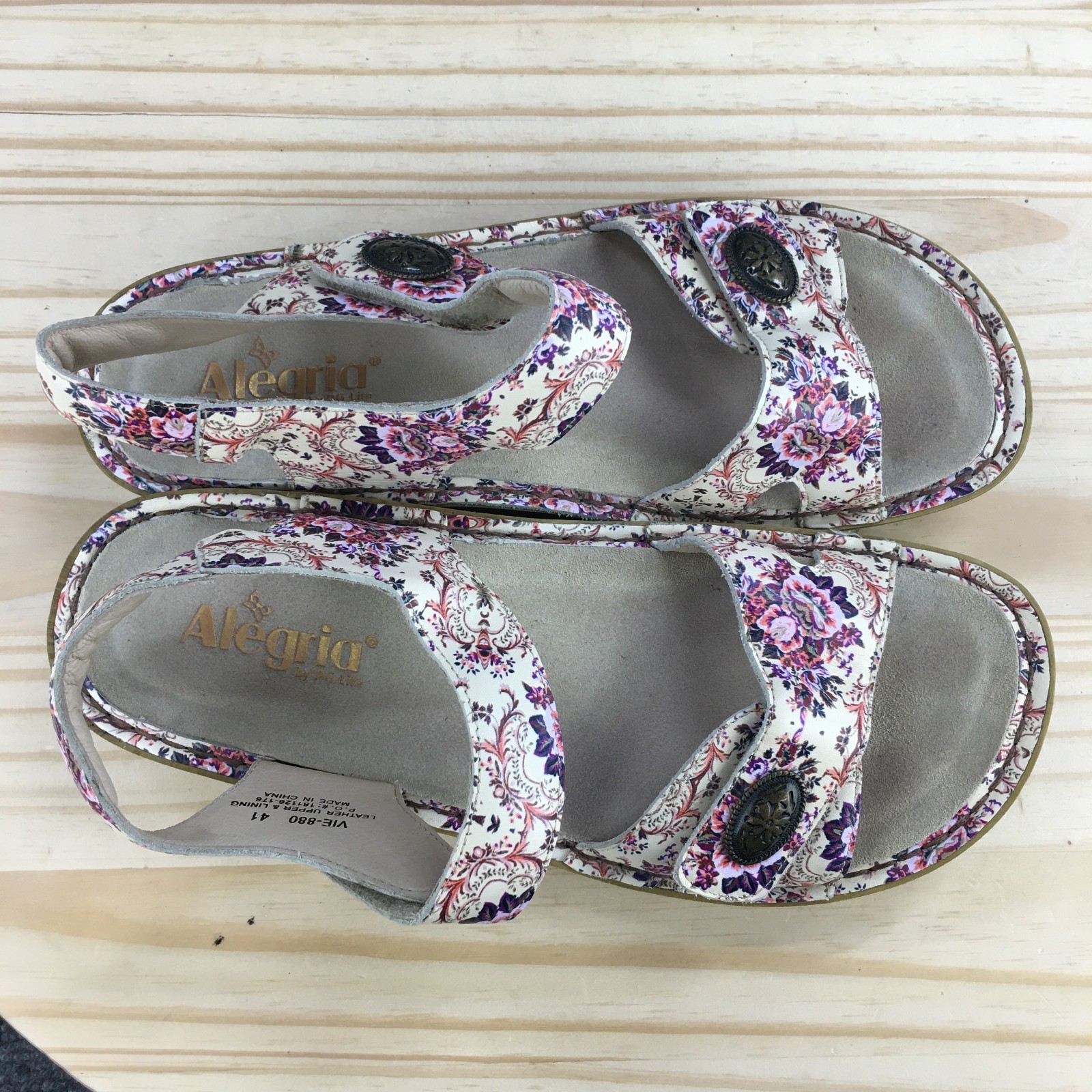 Alegria Sandals Womens 41 Muticolor Vienna Ankle Straps Leather Floral Casual