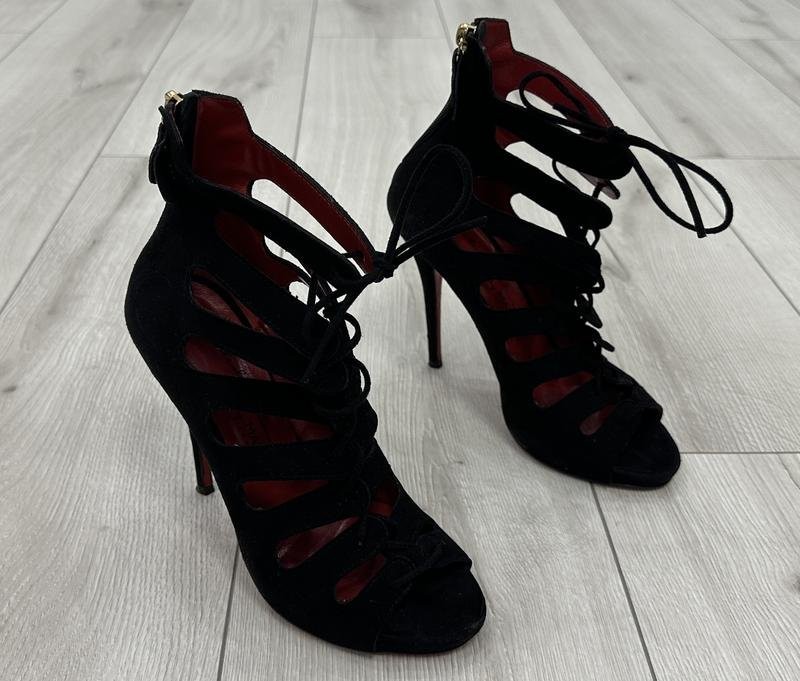 women max heels black leather 38