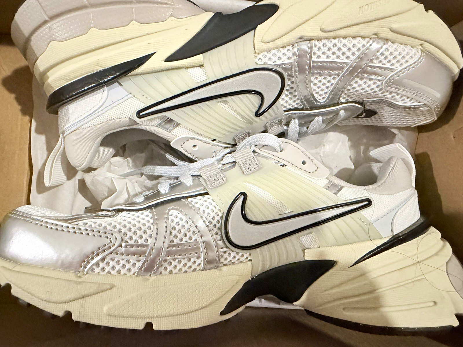 Nike V2K Run White/Black Foam Low Top Lace-Up Athletic Sneakers