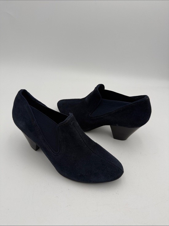 Nurture by Lamaze Navy Suede Block Heel Slip-On Booties women 8.5 M office retro