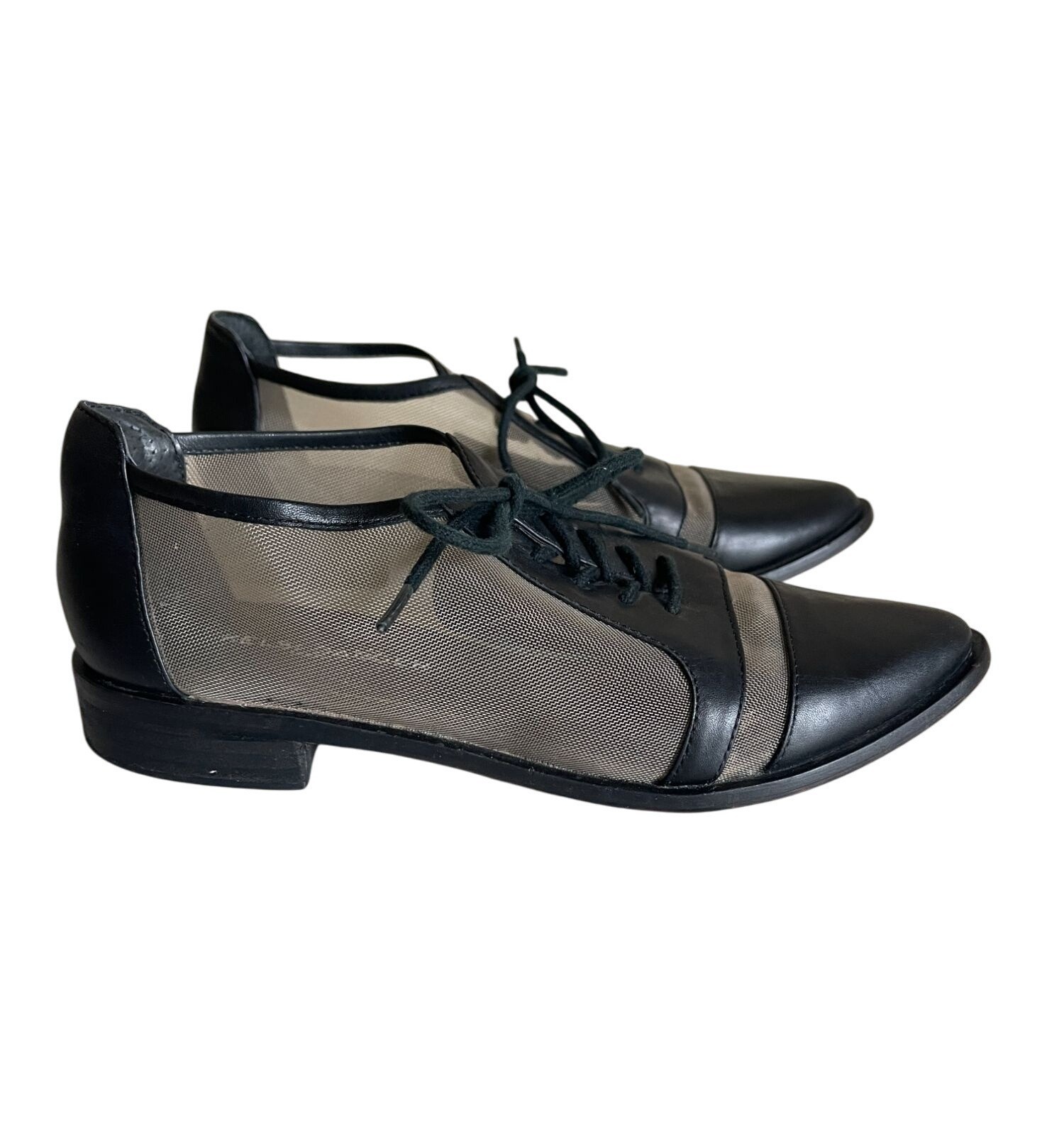 Kelsi Dagger Brooklyn Astoria Mesh Oxfords Black Leather Size 6 Lace Up