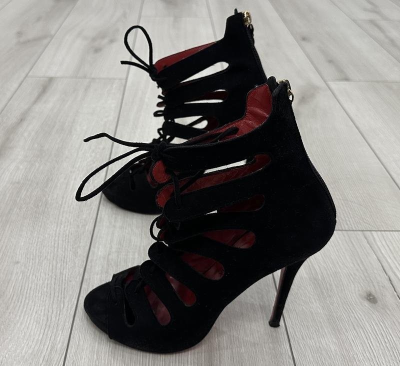 women max heels black leather 38