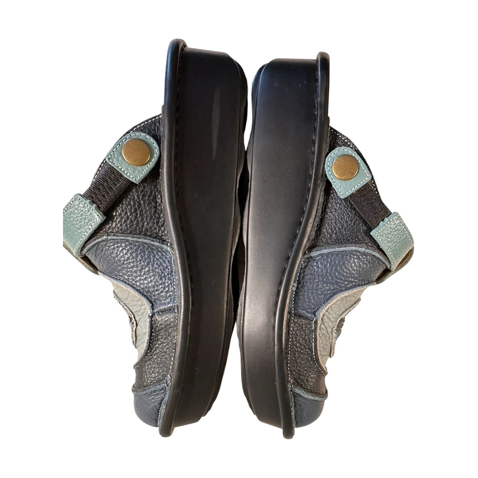 Spring Step Lollipop Leather Patchwork Clogs Mules Womens 7.5 Blue Boho Comfort