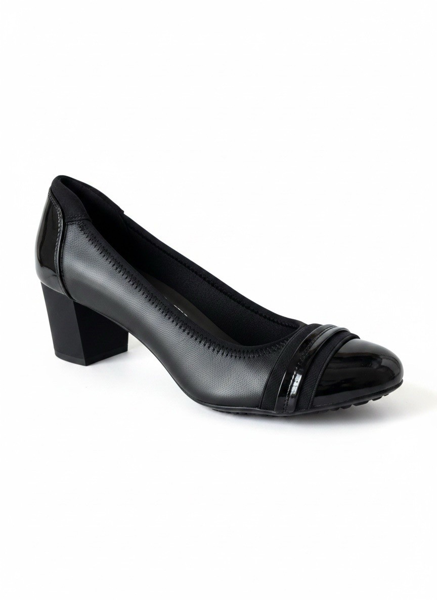 Anne Klein iFlex Black Patent Cap Toe Block Heel Pumps Sz 6M New No Box