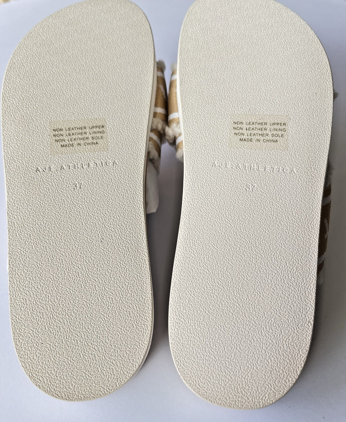 Aje Athletica Puffed Shearling Slides Size EU 37/AU 6/UK 4 Natural Tan BNWT
