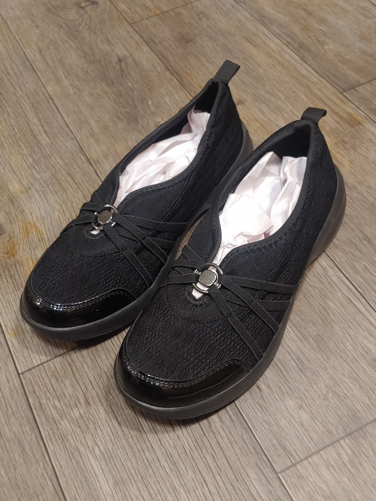 Comfortview Size 8 1/2 Wide Black Slide On Athletic Shoes Breathable