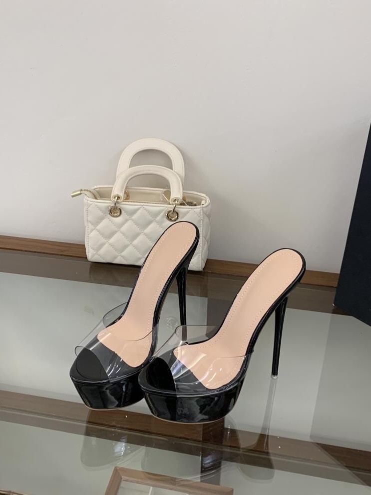 Sexy Clear Stiletto Platform Mules Women’s High Heels Party Club Sandals EU35-46