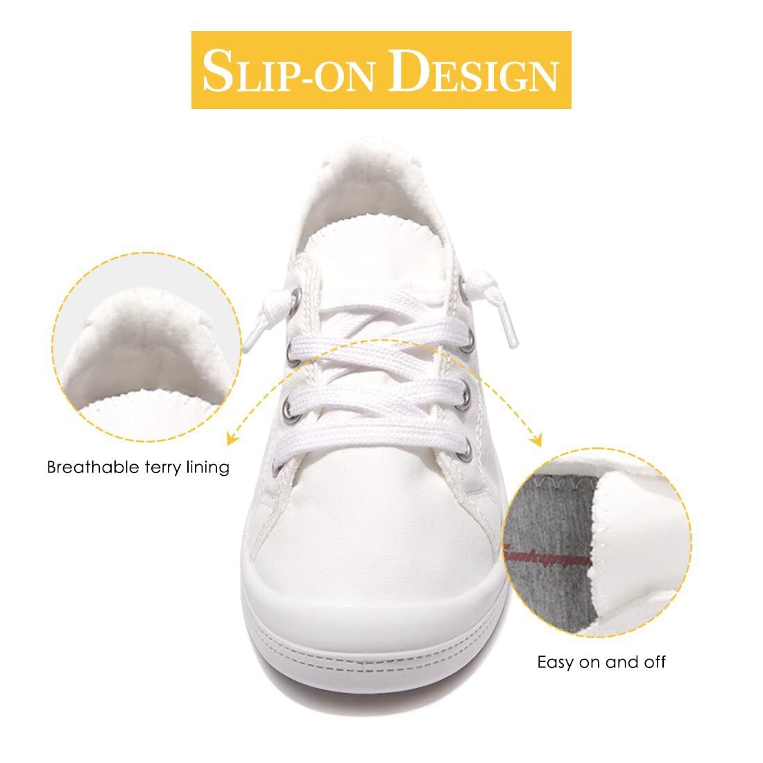 Women Canvas Slip On Sneakers Lightweight Non Slip Casual Walking Flat Shoes