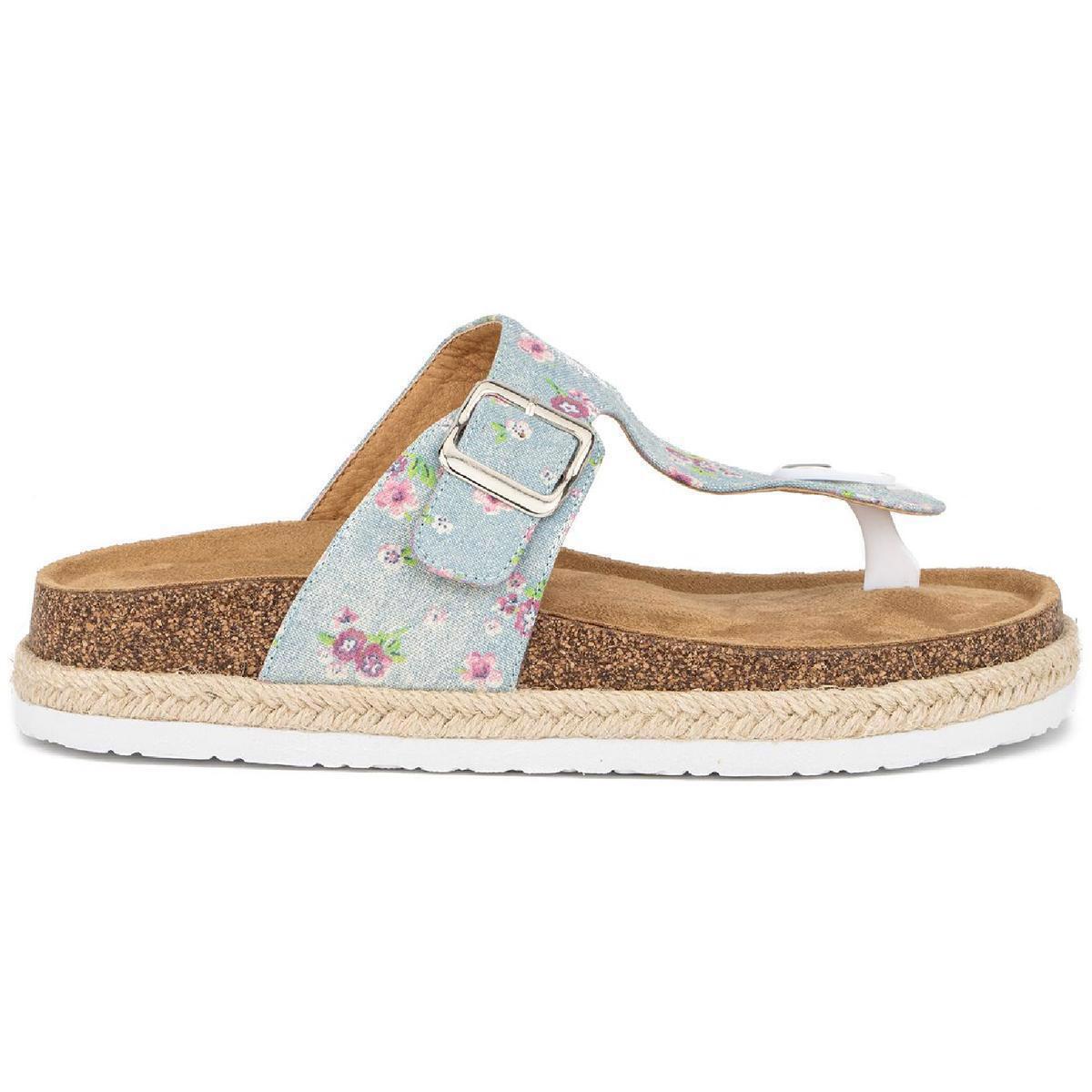 Olivia Miller Womens Canvas T-Strap Espadrille Footbed Sandals Shoes