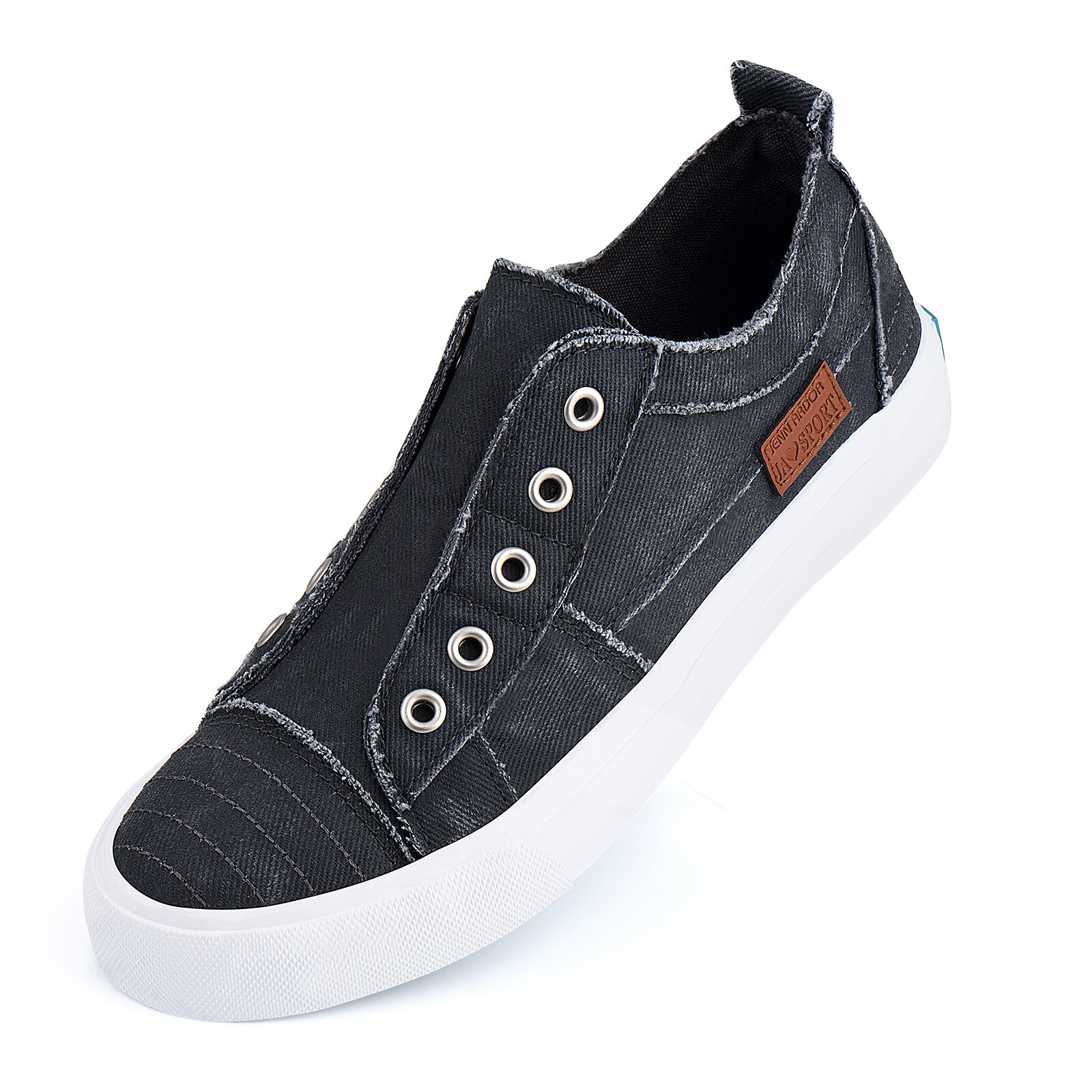 Womens Slip On Fashion Sneakers No Laces Casual Canvas Flats Tennis Walking Shoe