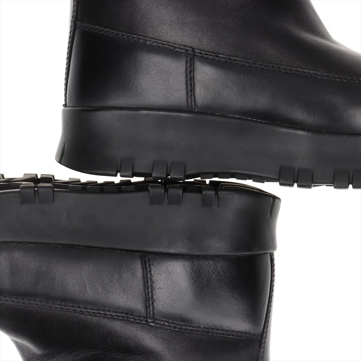 Prada Triangle logo Leather Long boots 36 Ladies’ Black Boa Comes with box