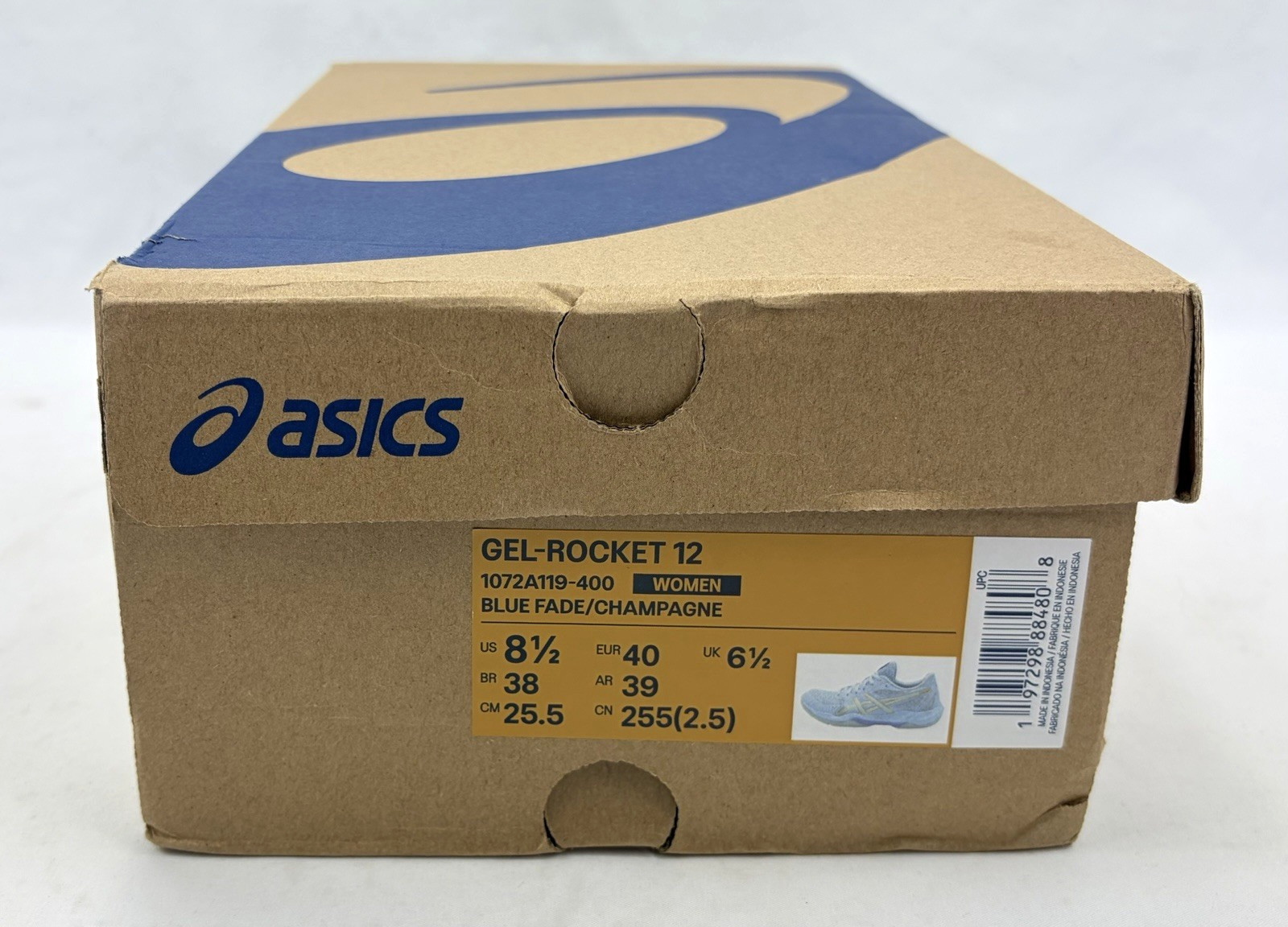 Asics Gel-Rocket 12 Volleyball Shoes Blue Fade/Champagne Women’s 8.5 NIB