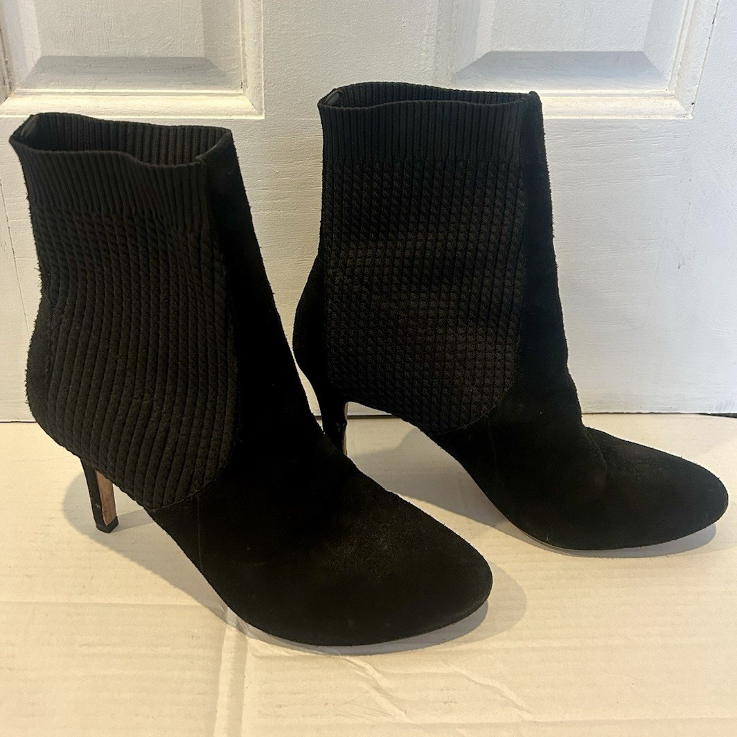Corso Como Women’s Black Knit Sock Ankle Boots Round Toe Pull On Stretch US 9