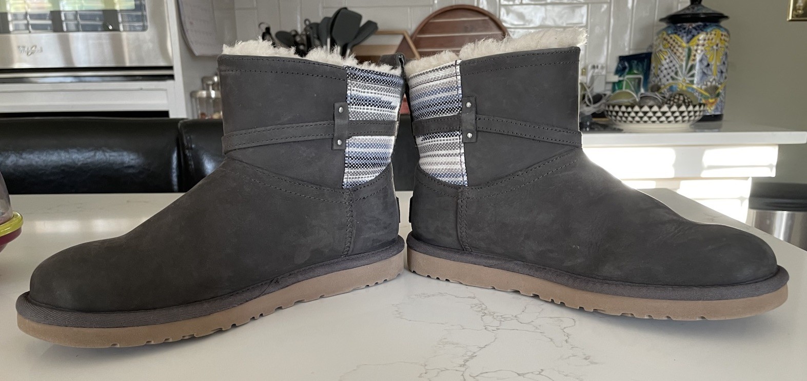 UGG Auburn Serape Water-resistant Mini Boots Sz 8 Casual 1010263 Gray Leather