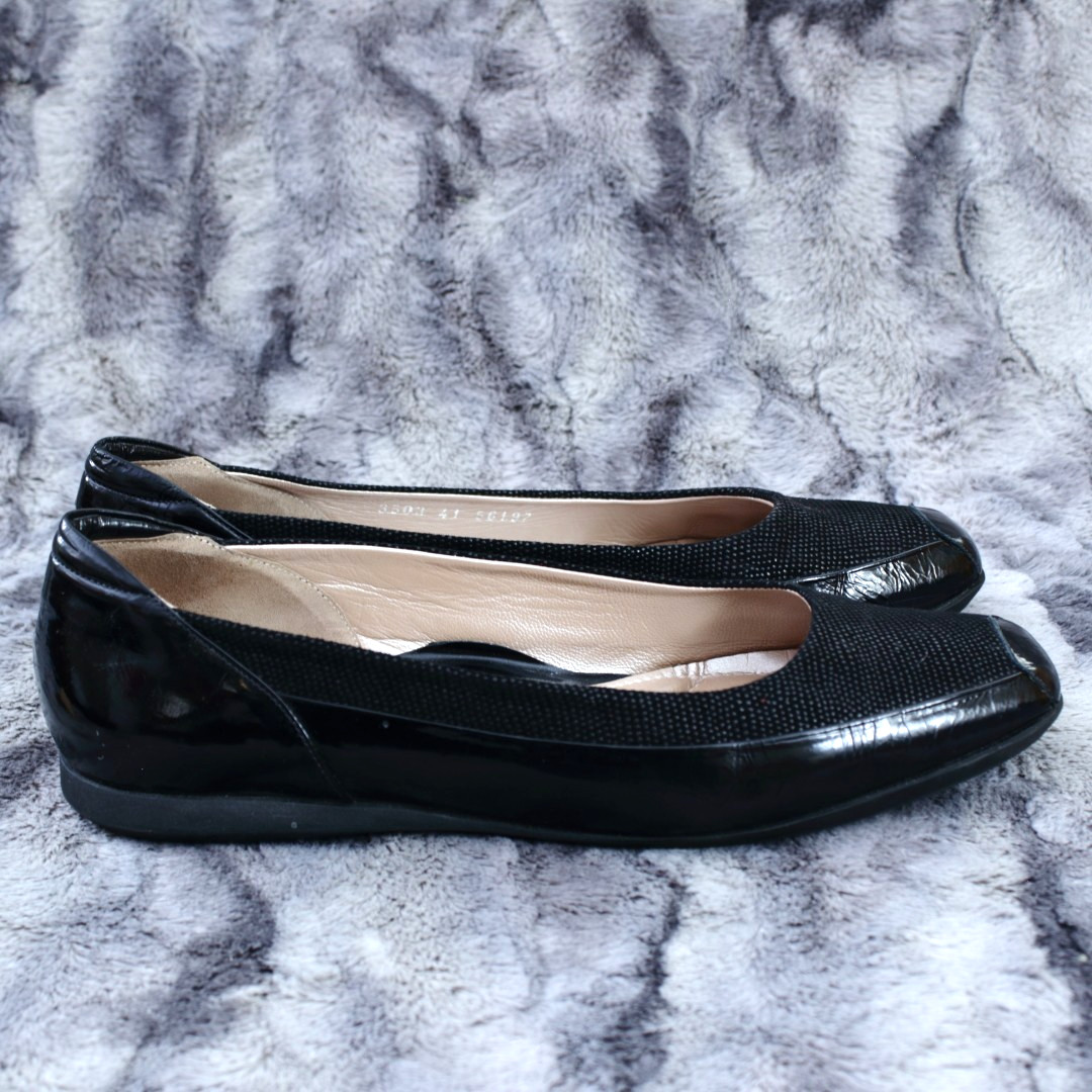 BEAUTIFEEL Black Leather Comfort Flats Women’s Shoes Size EU 41 / US 10, 10.5