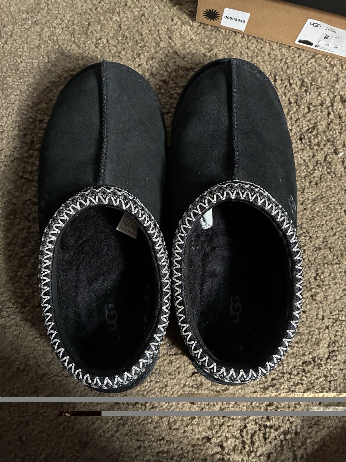 UGG Tasman Women’s Black Suede Slip-On Slippers Rubber Outsole Round Toe 8