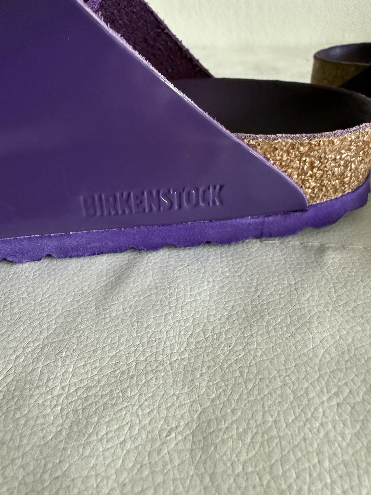 BIRKENSTOCK LEATHER SHINY DOUBLE BUCKLE SLIDE ON SANDALS SIZE 37 GERMANY