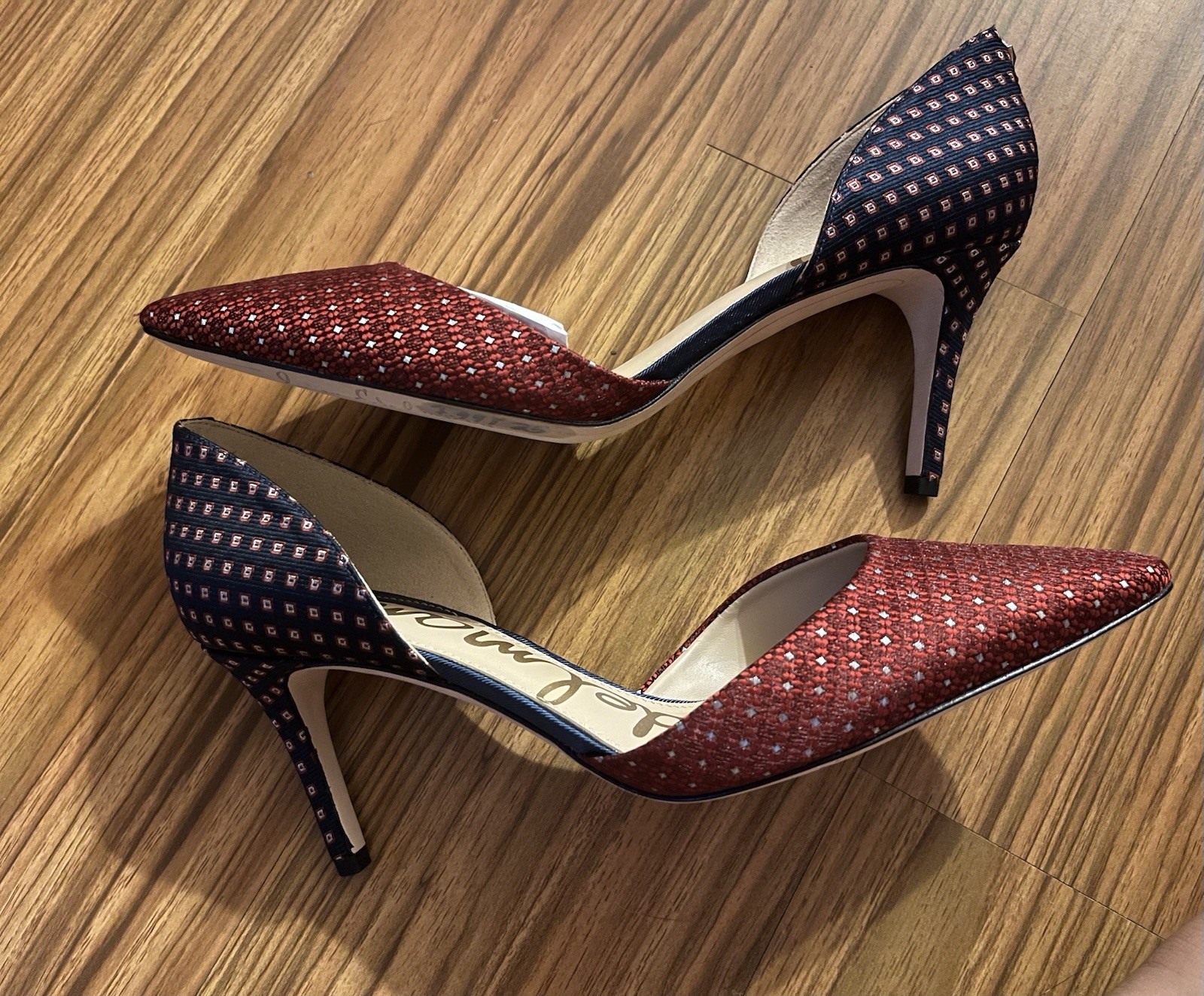 Sam Edelman Telsa D’Orsay Fabric Covered Pump Cranberry/Navy 8M