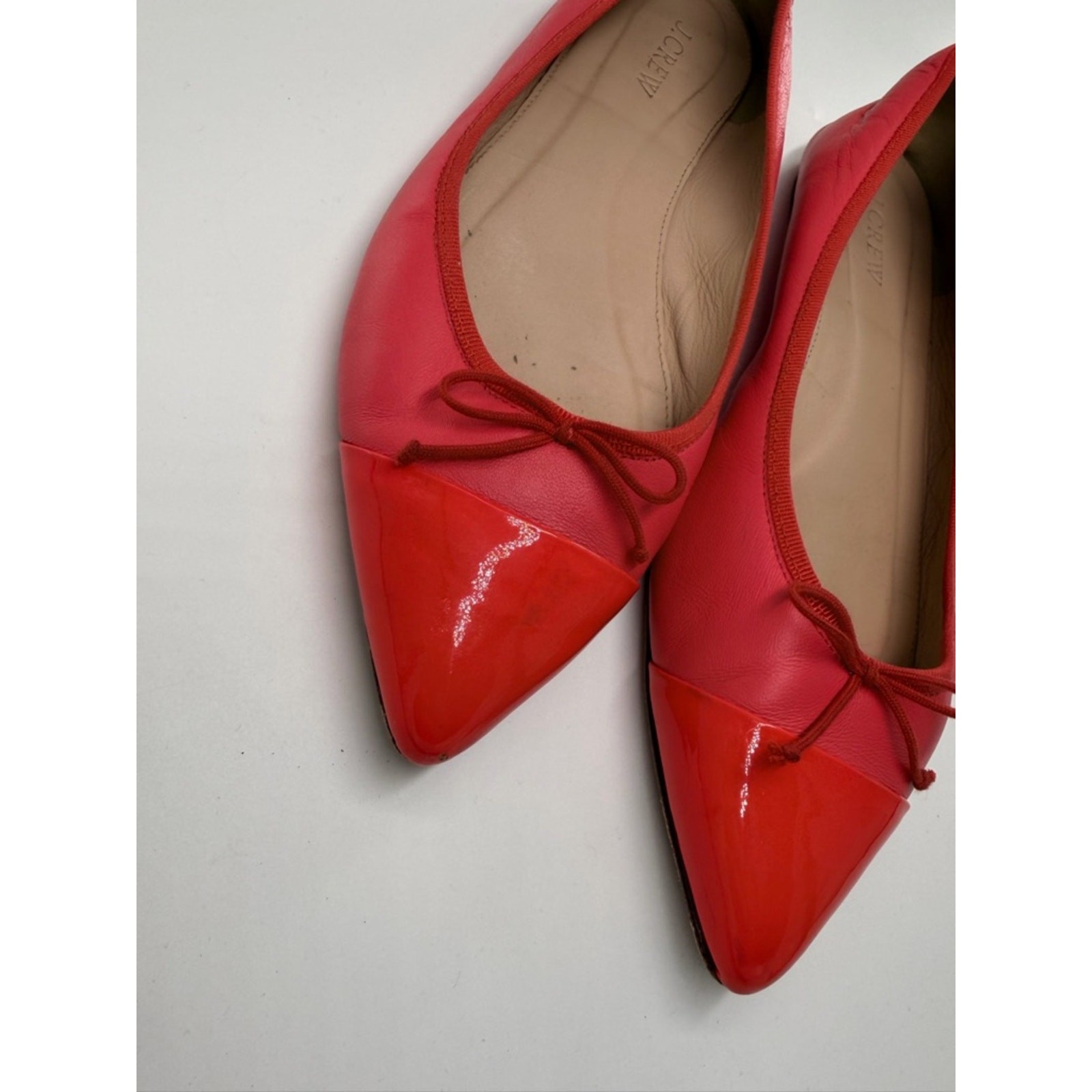 J. Crew Red Orange Ballet Slipper Pointed Toe Flats Shoes Women’s Leather 8.5