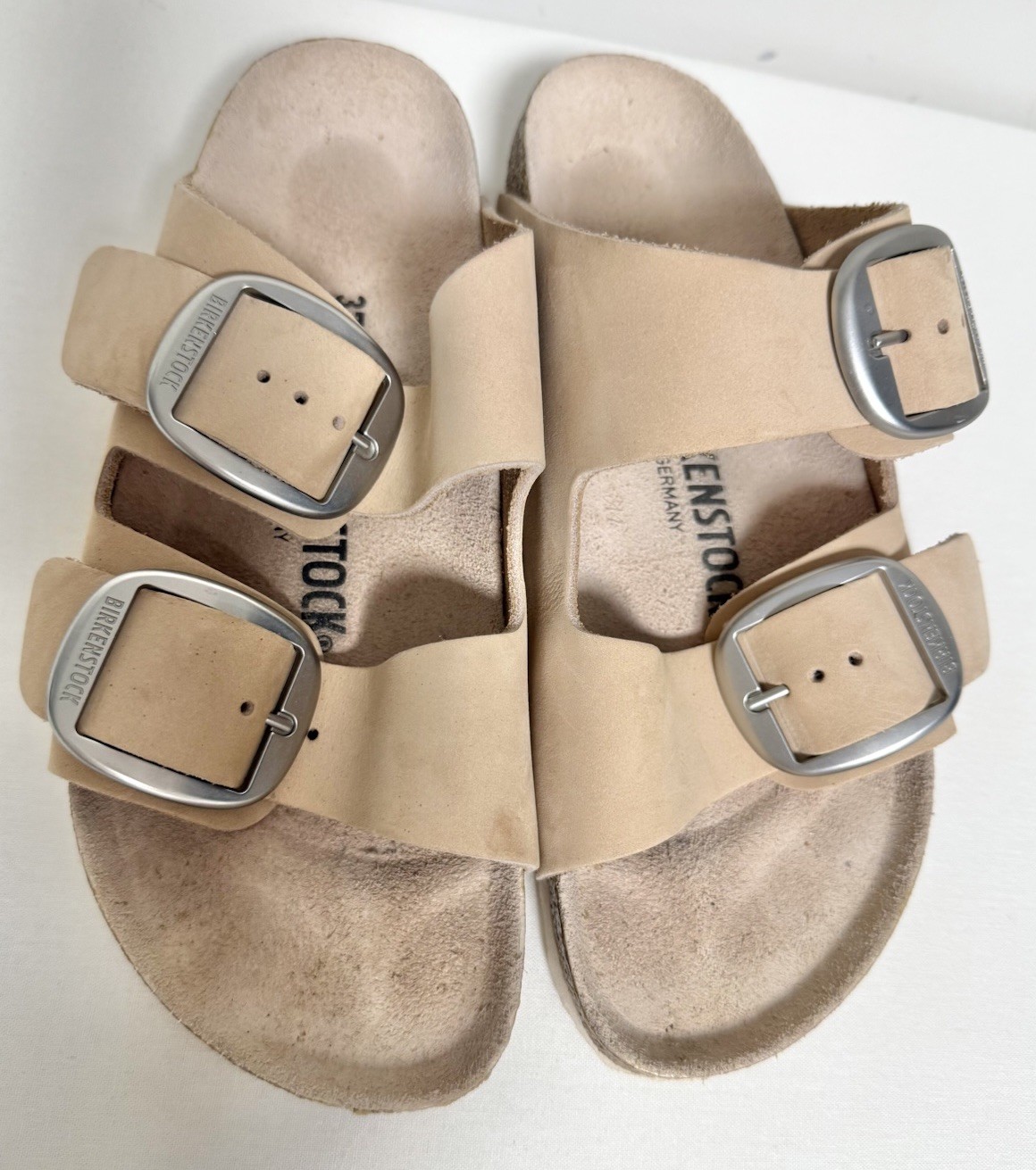Women’s Birkenstock Arizona Big Buckle Beige Leather Sandals Size 37 (US 6 N/M)