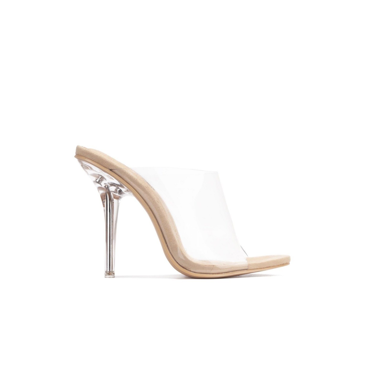 Cape Robbin Allure Nude Clear Stiletto Heel Mules Womens Size 10