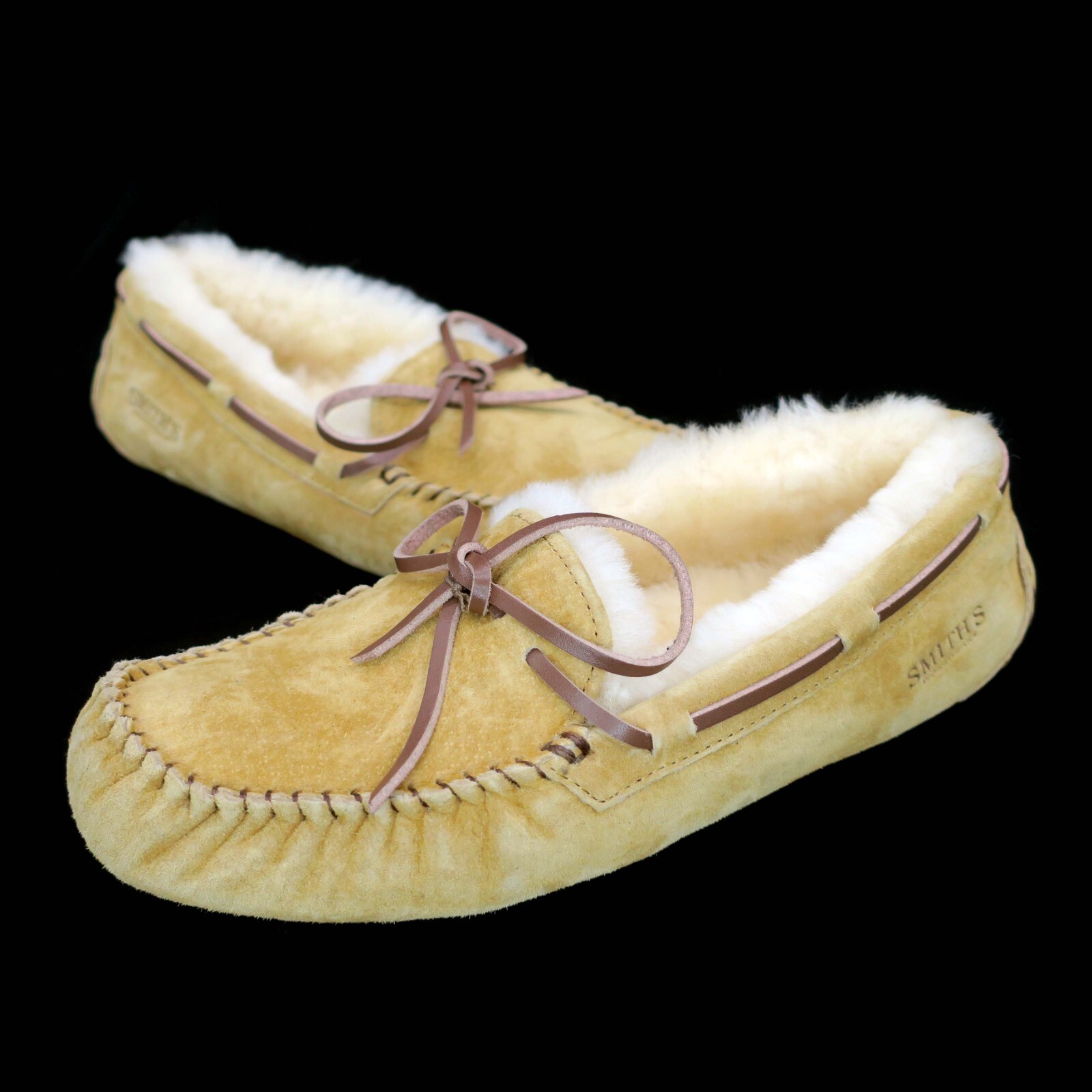 Smith’s Workwear Shearling Moccasin Slippers Chestnut Brown Suede Women’s 7M