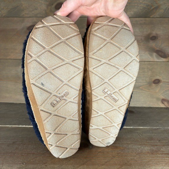 ll bean cozy womens size 7 shoes blue sherpa lined comfort slippers