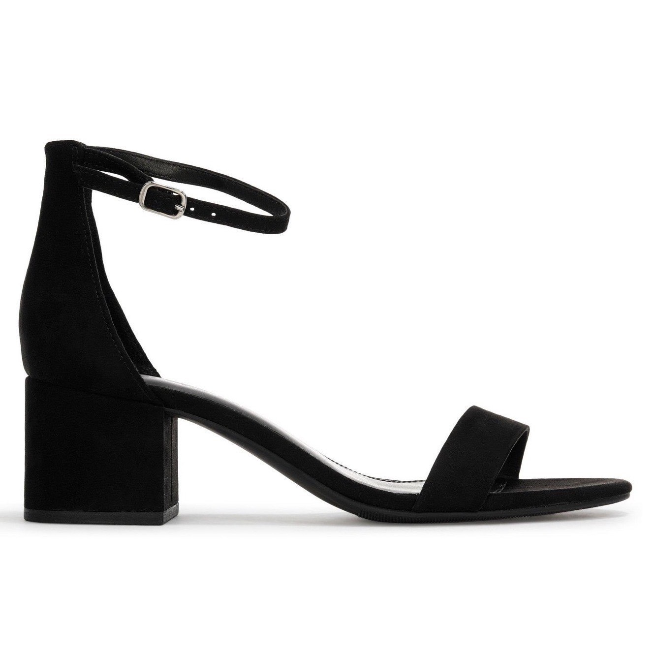 NIB Madden Girl Ileana Womens Black Micro Suede Block Heel Ankle Strap Sandals 7
