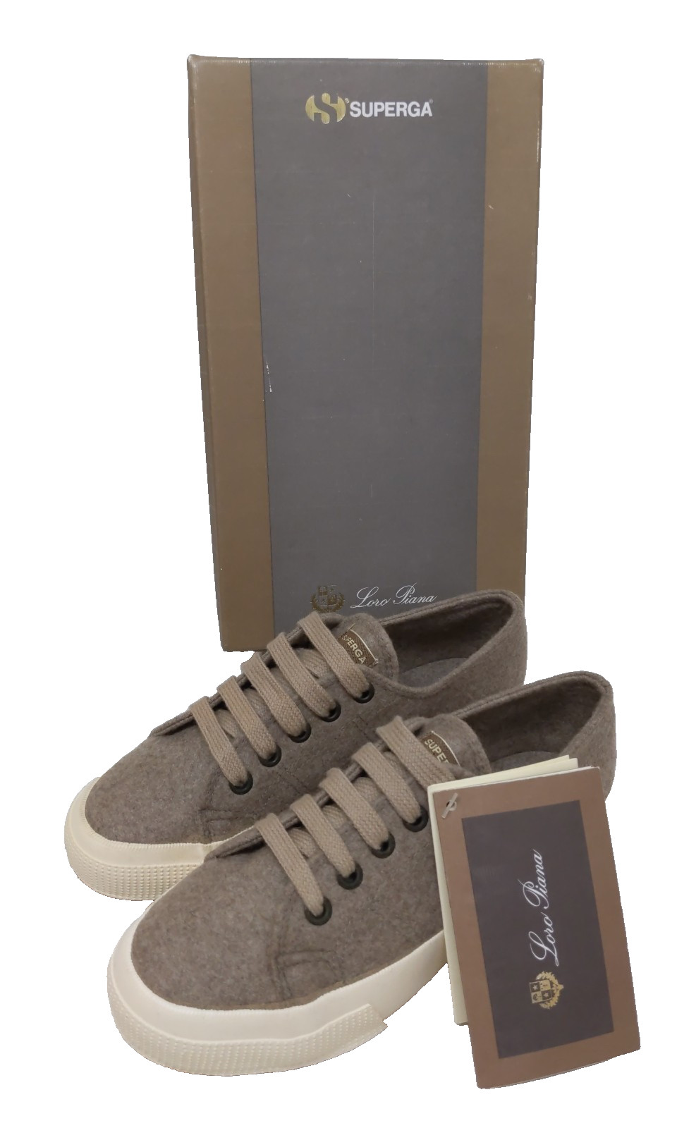 NIB SUPERGA x LORO PIANA 35 5 Sneakers 100% Cashmere Natural RaRe Shoes Flats