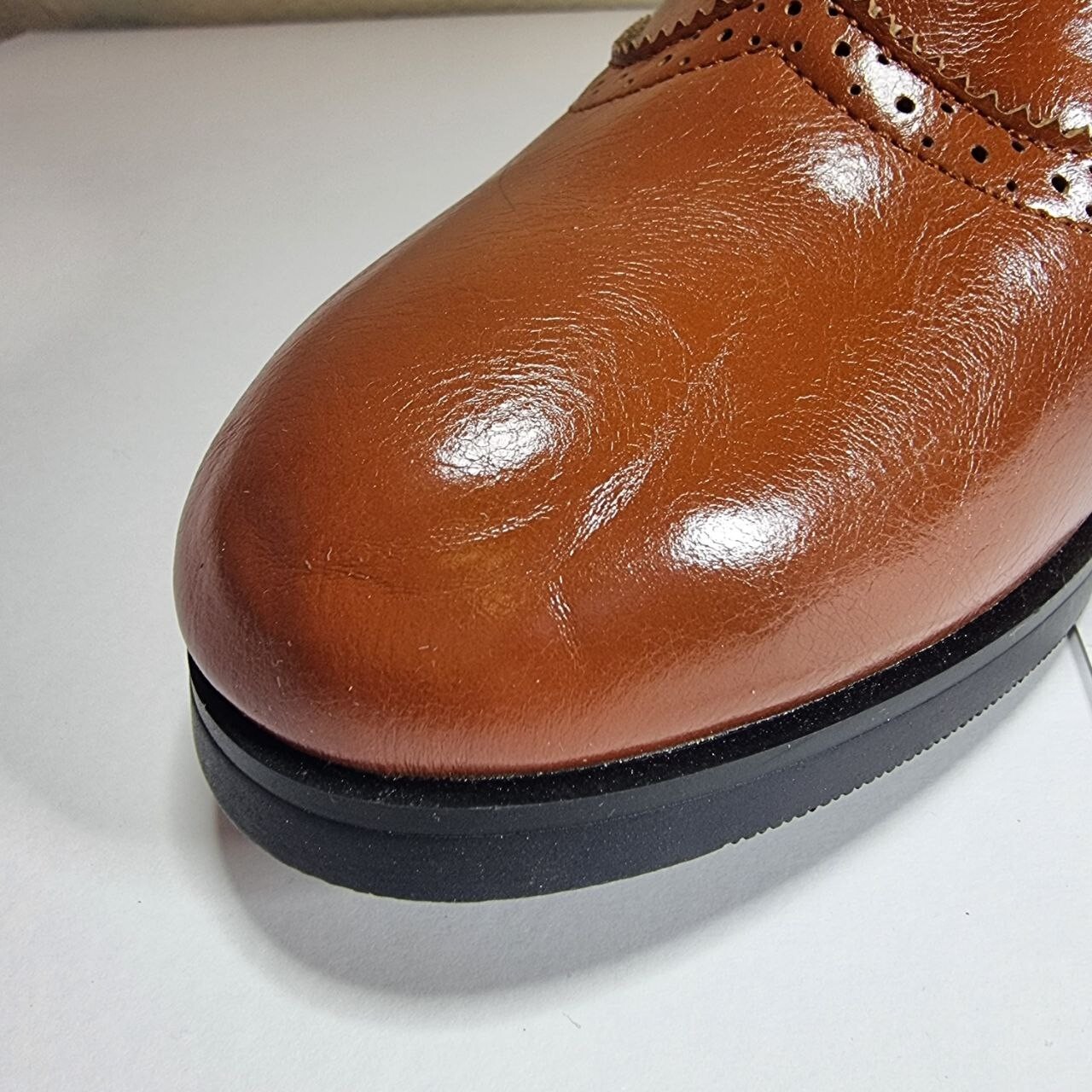 Odema Brown Womens PU Leather Oxfords Brogue Wingtip Lace Up Dress Shoes