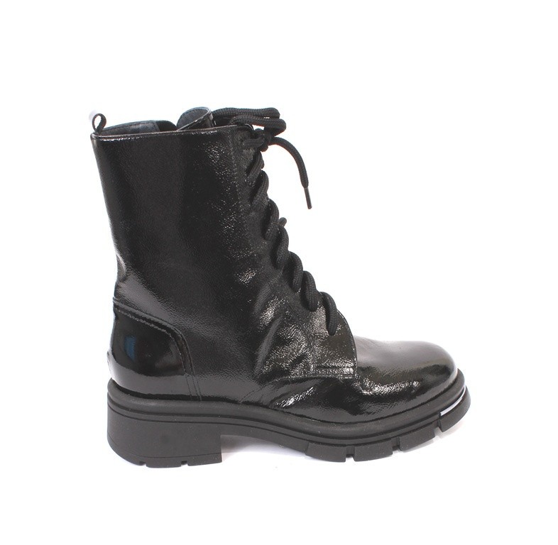 Vernissage 48239b Black Patent Leather Zip-Up Lace-Up Ankle Boots 41 / US 11