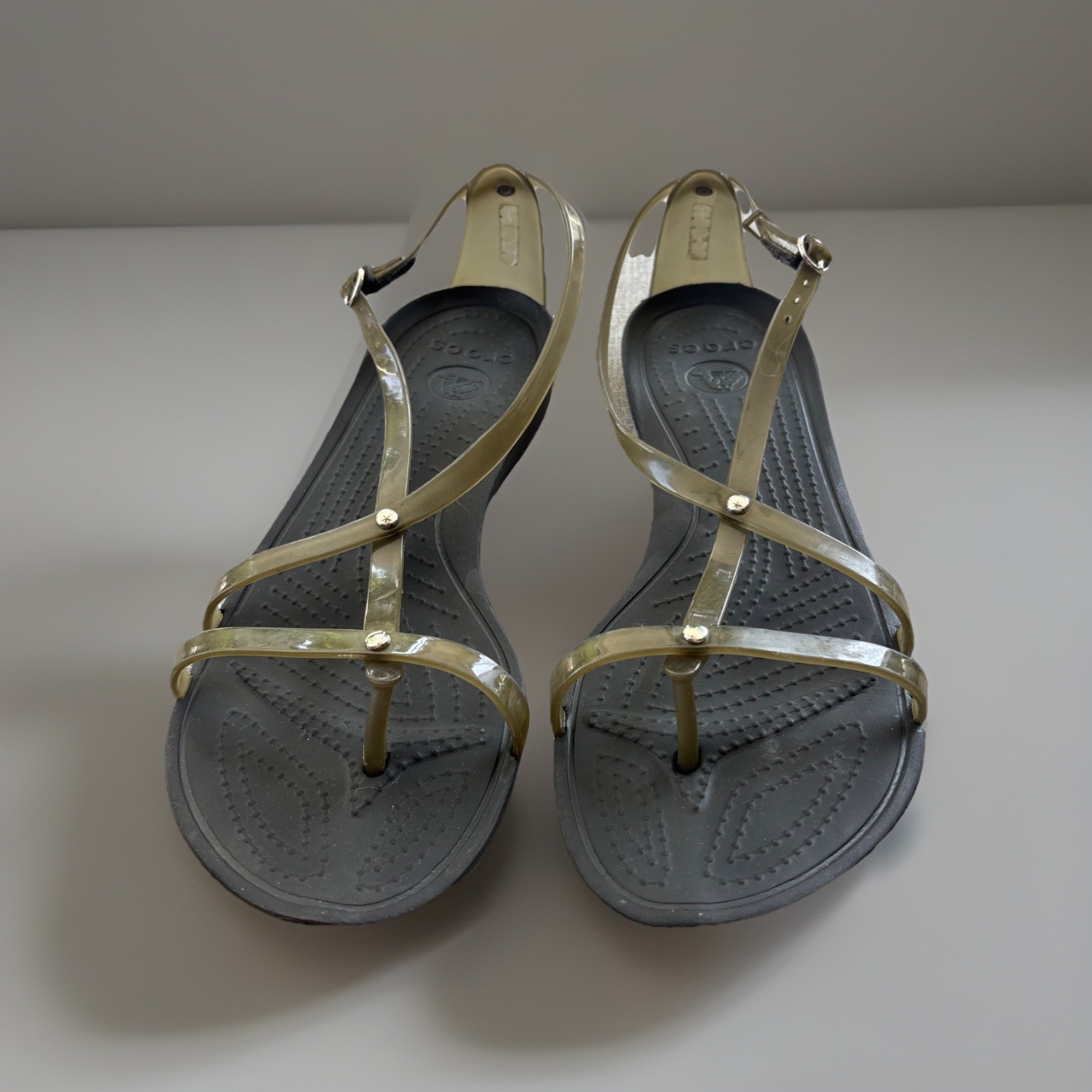 Crocs Women’s Isabella Gladiator Jelly Sandals Size 7 Olive Green Black