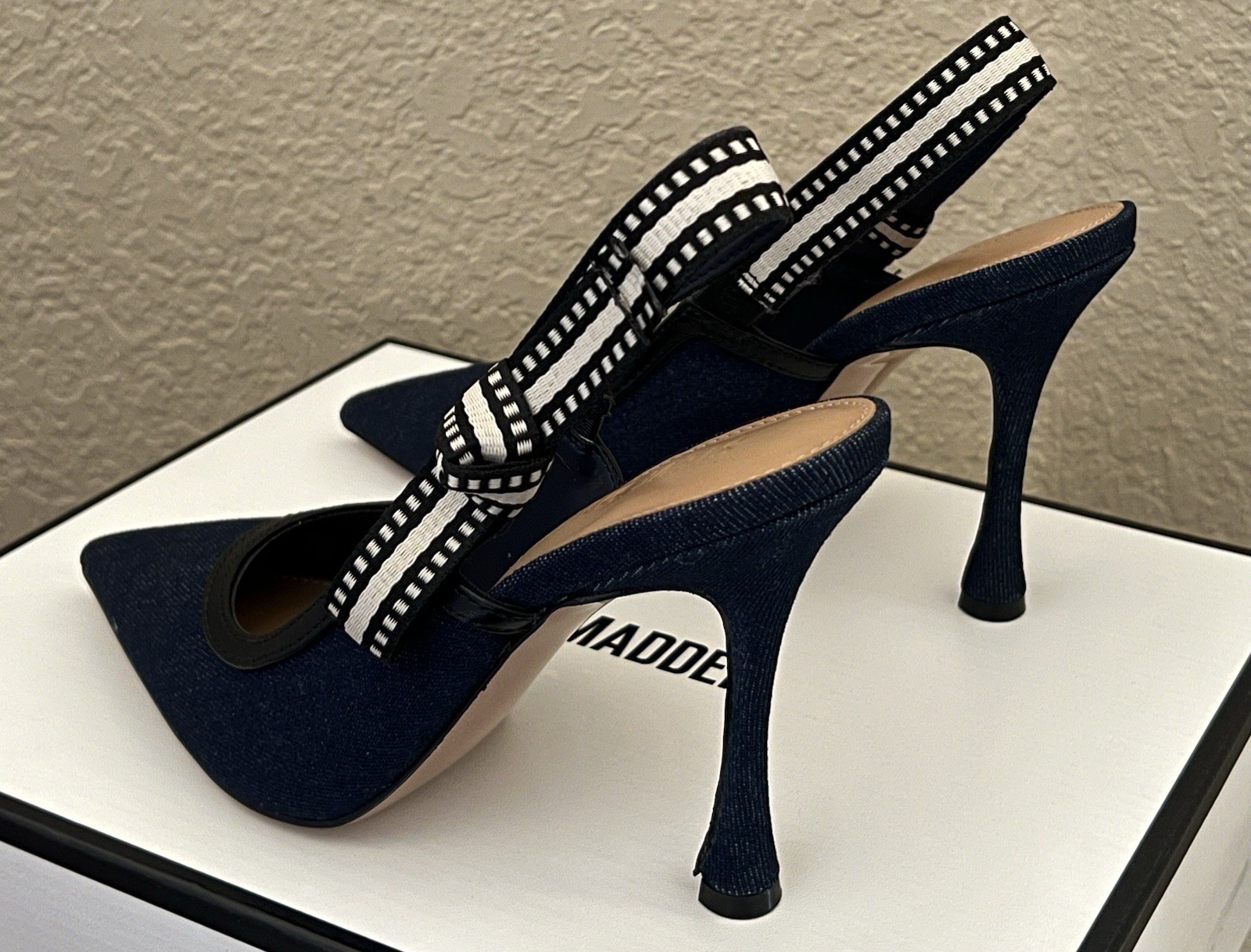 Steve Madden Women’s Bri Dark Denim Design Heels Size-6.5