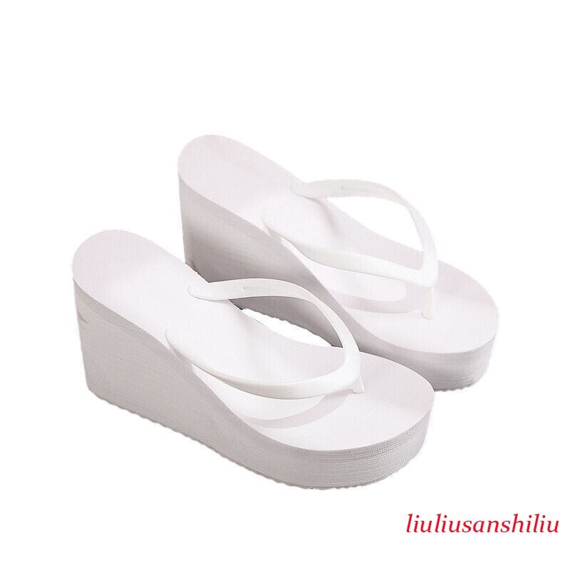Womens Wedges Flip Flops Summer High Heels Sandals Platform Slippers Solid Shoes