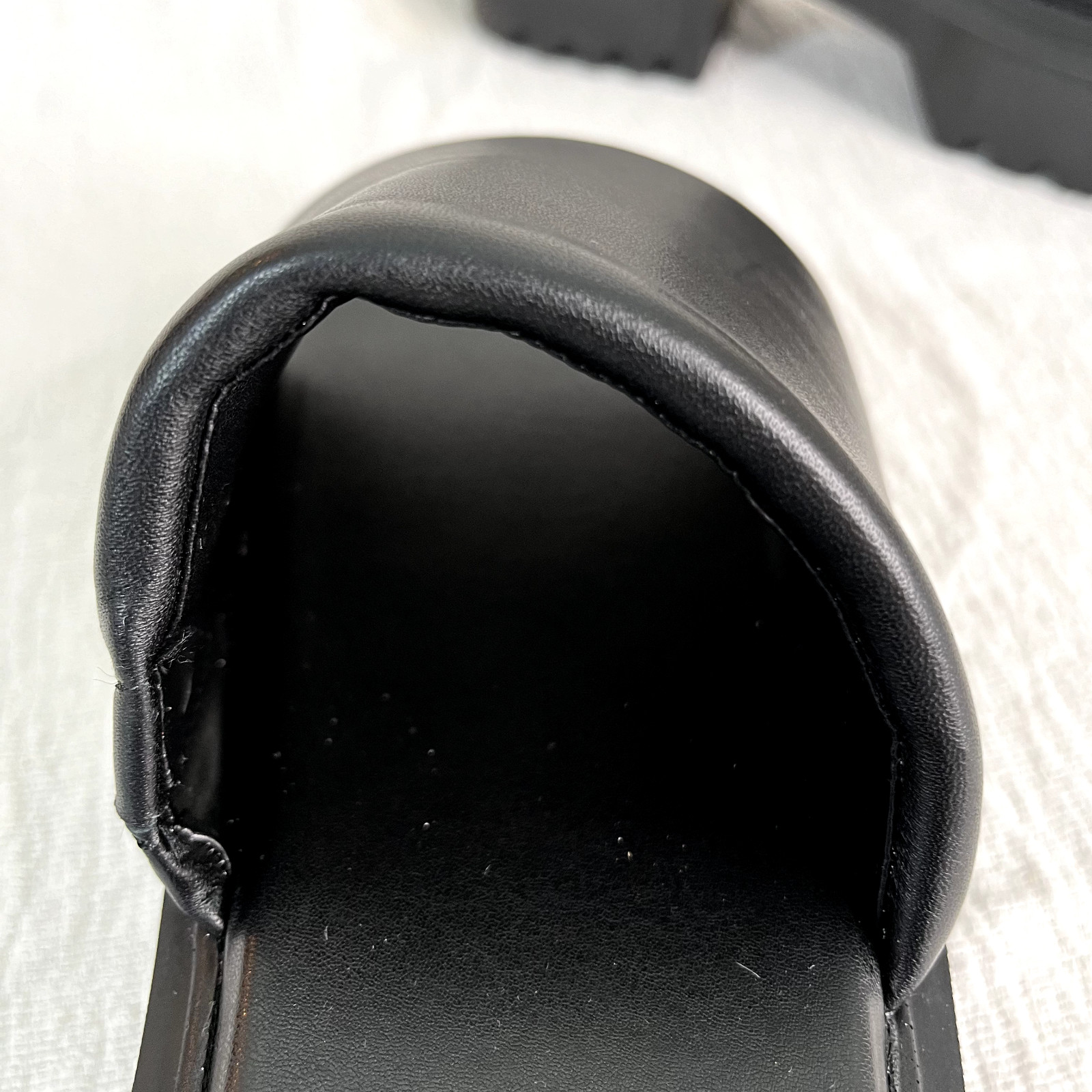 Leather Black Padded Lug Sole Platform Slide Sz 10 Womens Chunky Punk Grunge NEW
