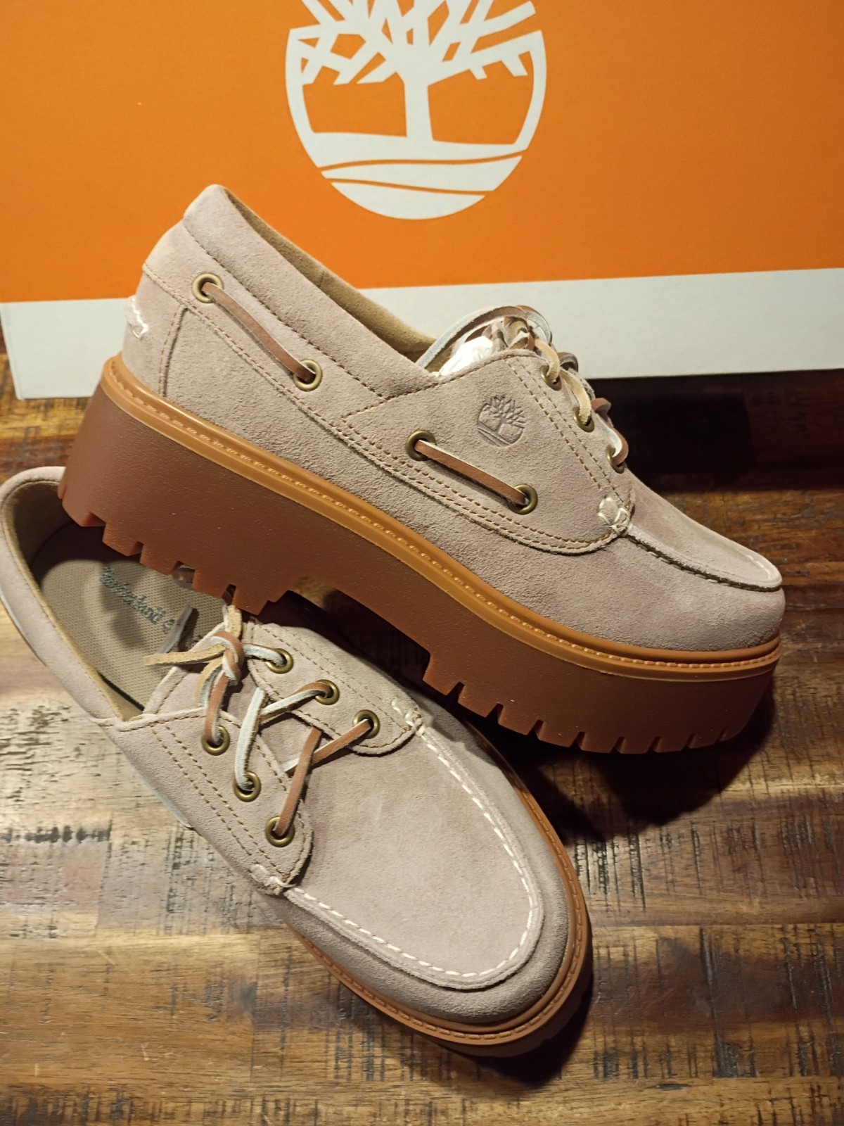 Womens Timberland Stone Street Platform Boat Shoe Lt. Purple Prem Leather Sz 8.5