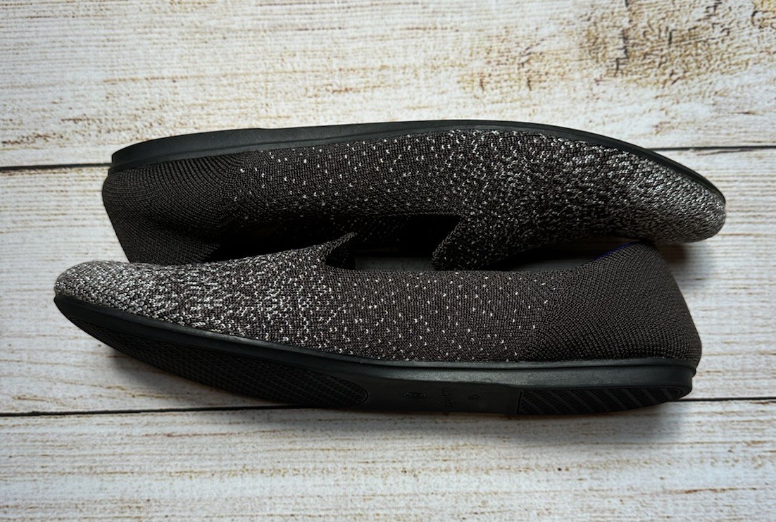 Women’s Rothy’s Loafer Twilight Metallic Ombre Flats Size 9.5 Black Silver