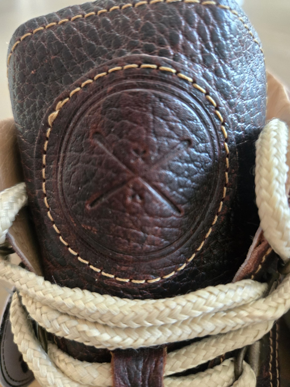 NEW $150 Inkkas Brown Leather Mid Top Geometric Lace Up Sneakers Bohemian Sz9