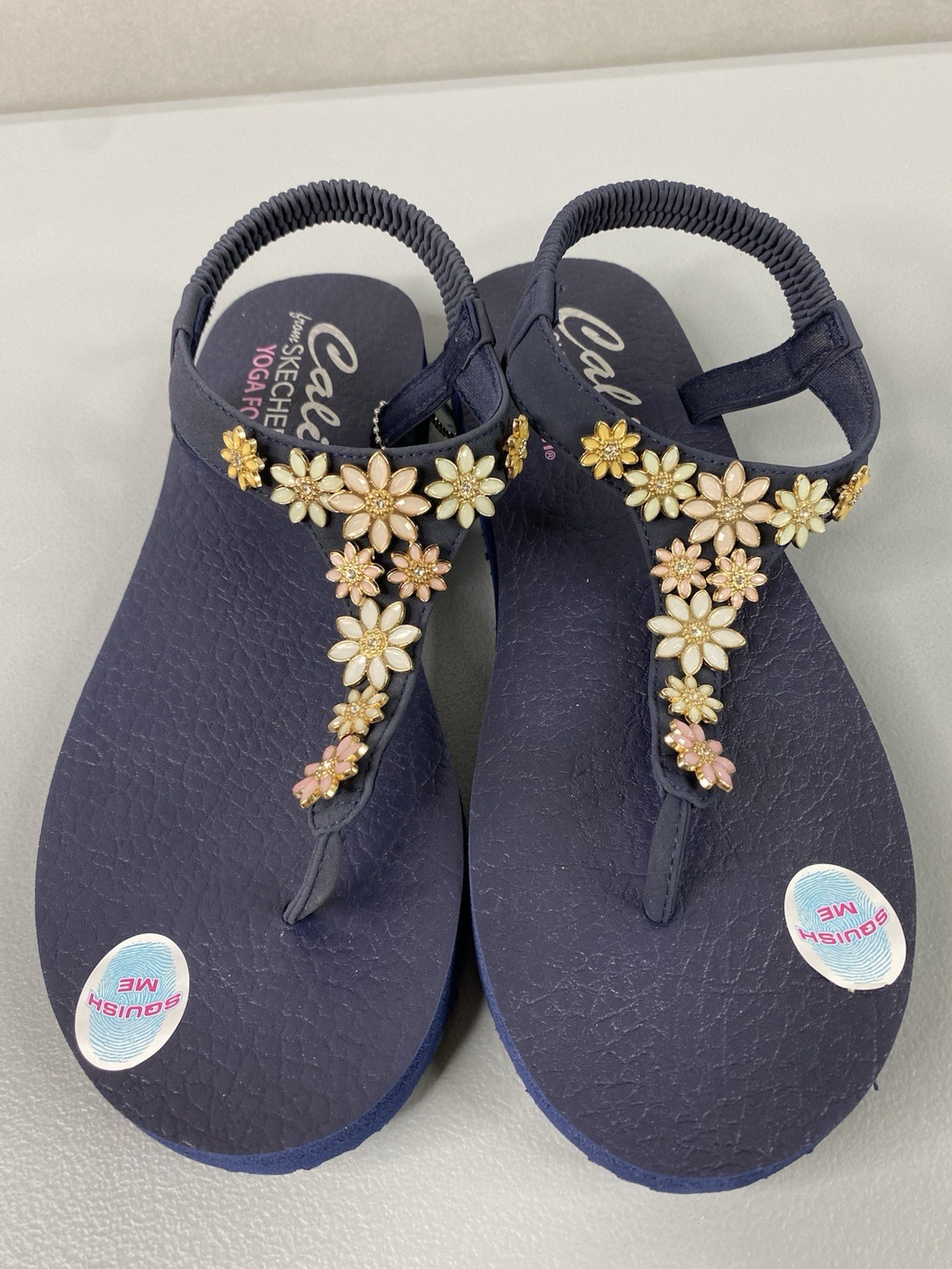 Women Sandals Sz 10 Cali From Skechers Yoga Foam Slip On Multicolor Casual New