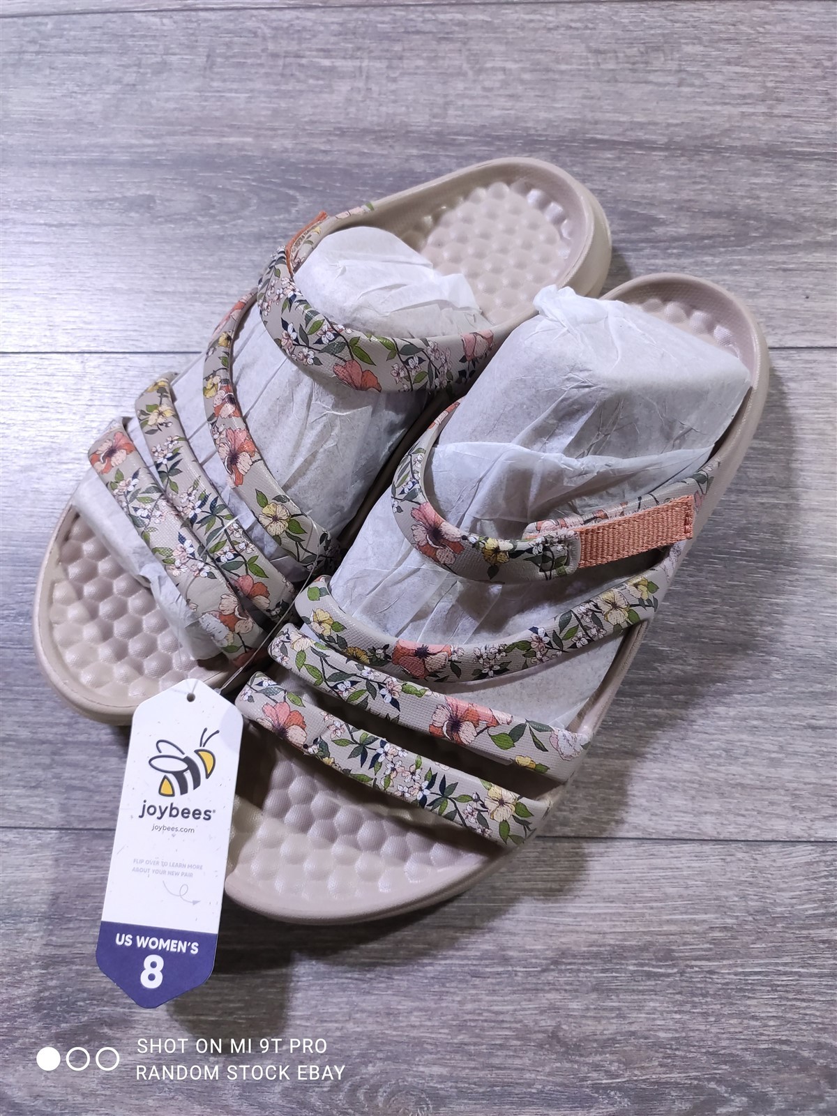 Joybees Sandals Adult Size 8 Floral Print Comfort Slides Womens