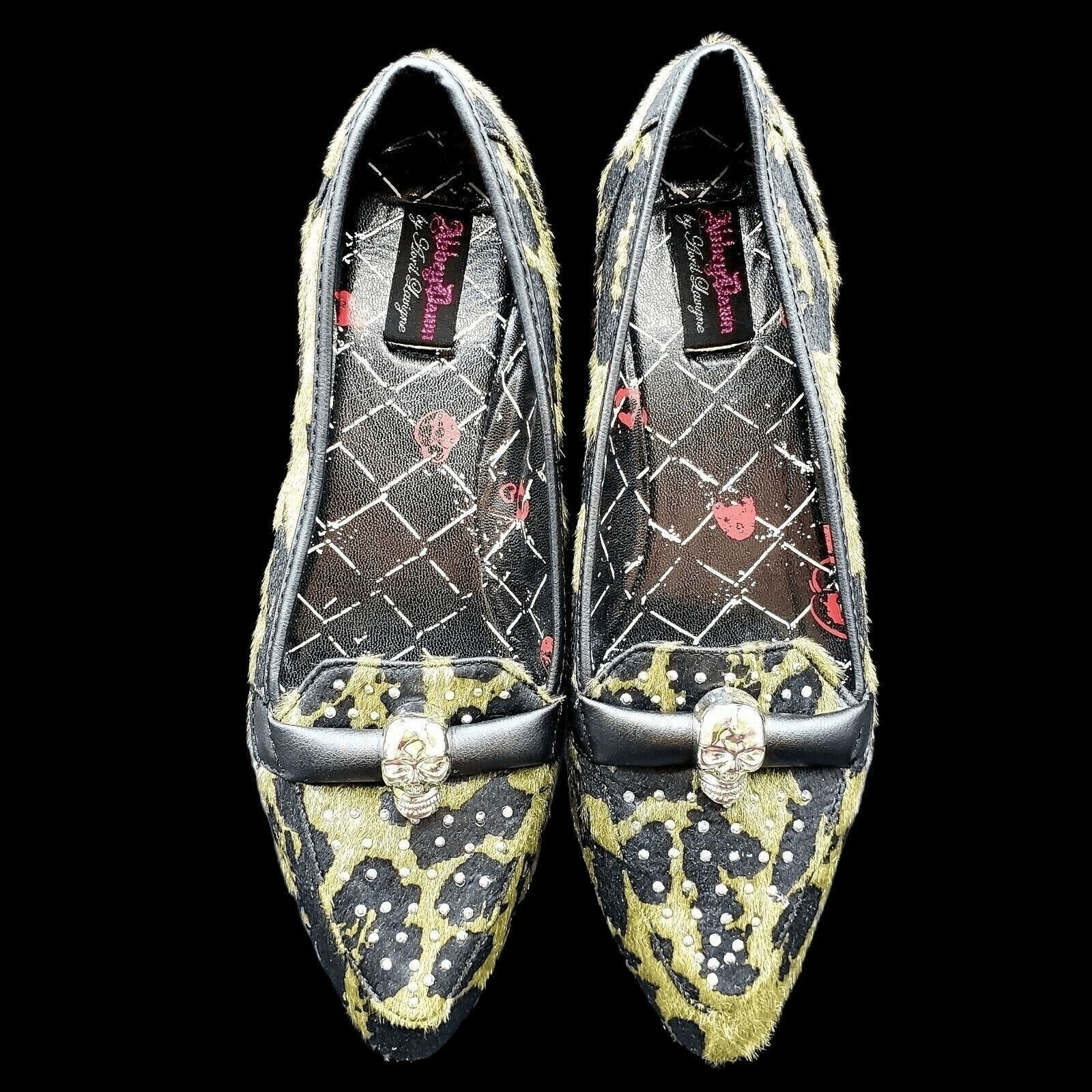 Abbey Dawn by Avril Lavigne Silver Skull Accents Shoes 9 Black Rebel Yell Flats